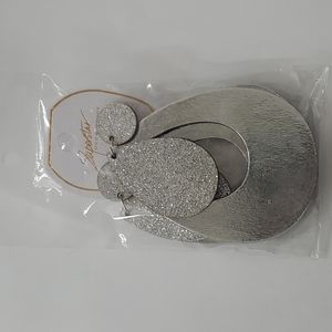 Silver Oval Evening Earrings